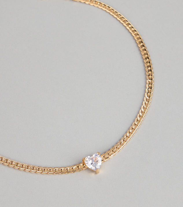 Windsor Everyday Detail Rhinestone Heart Pendant Necklace - Image 3