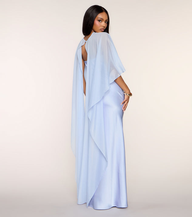 Windsor Felicity Satin Dress With Sheer Shawl - Image 3