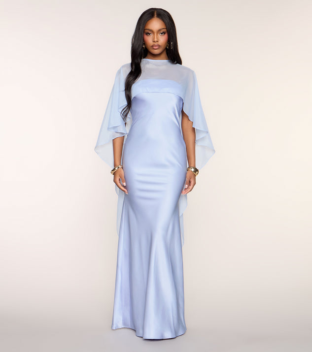 Windsor Felicity Satin Dress With Sheer Shawl - Image 2