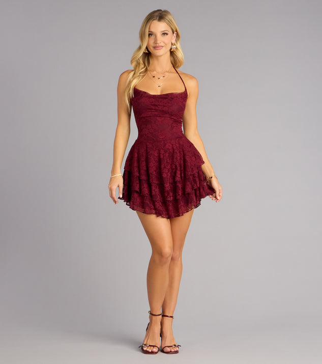 Windsor Flirt First Lace Tiered Skater Dress - Image 3