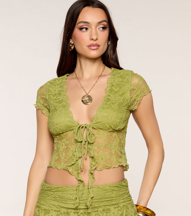 Windsor Flirty Edge Lace Ruffle Tie-Front Top - Image 3