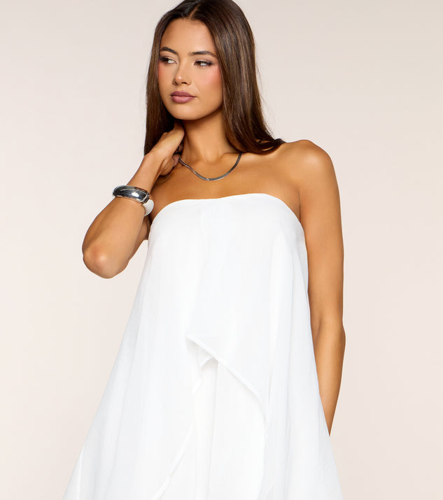 Windsor Flirty Flowy Chiffon Strapless Babydoll Dress - Image 3
