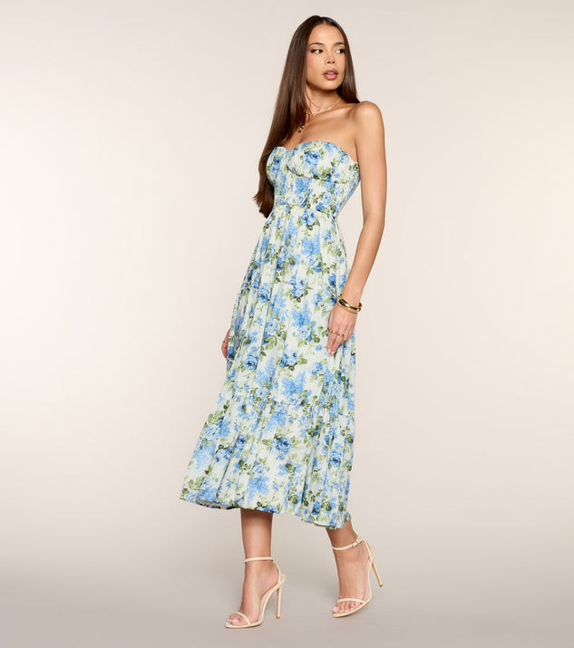 Windsor Fresh Cut Florals Strapless Midi Dress - Image 3
