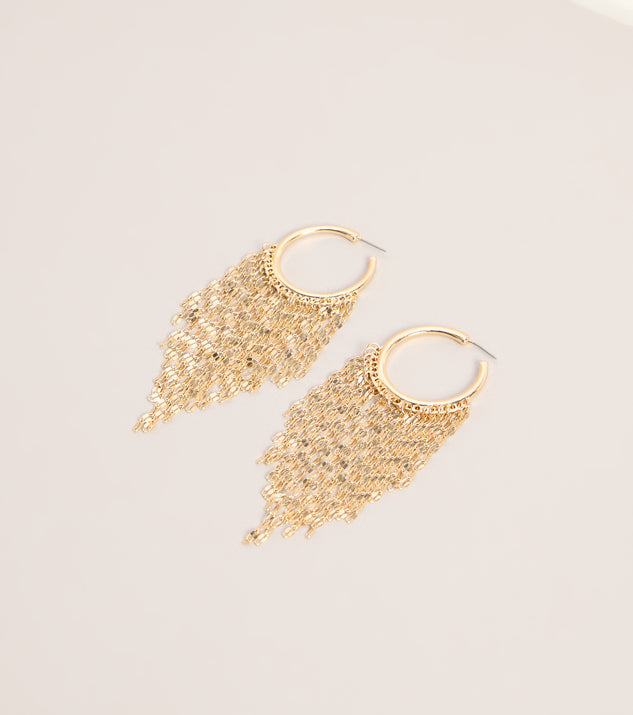 Windsor Fringe Chic Chain Hoop Earrings - Image 2