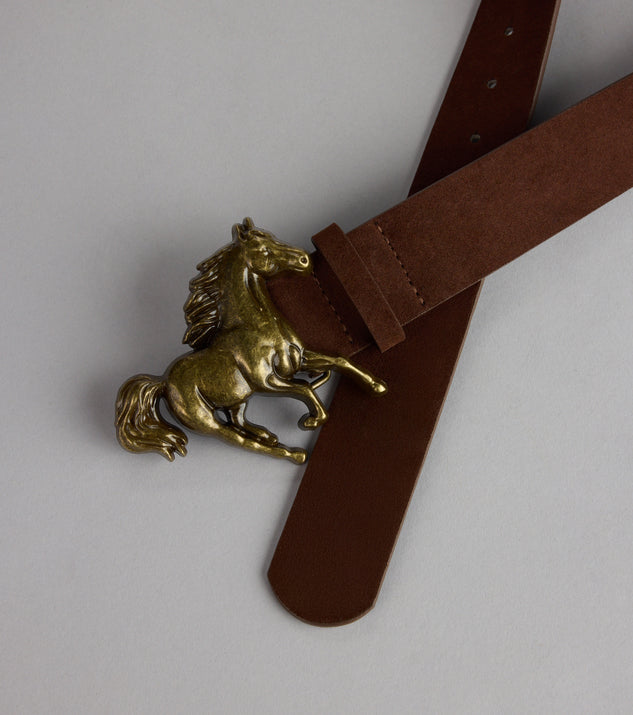 Windsor Frontier Flair Faux Suede Horse Buckle Belt - Image 2