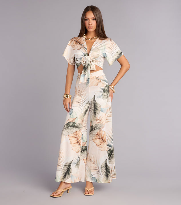 Windsor Getaway Mode Tropical Print Tie-Front Top - Image 2