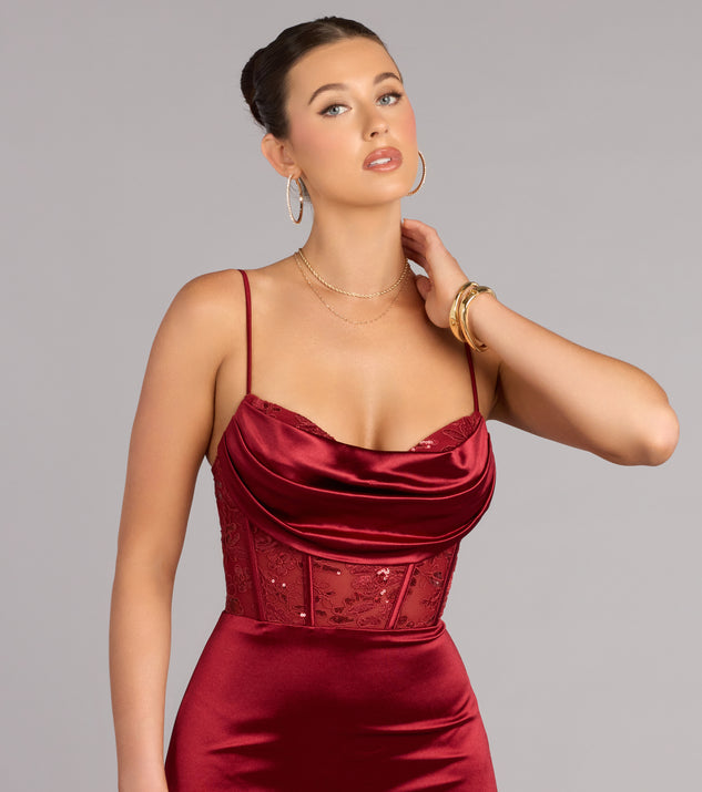 Windsor Gigi Satin Sequin Lace Formal Dress - Image 3