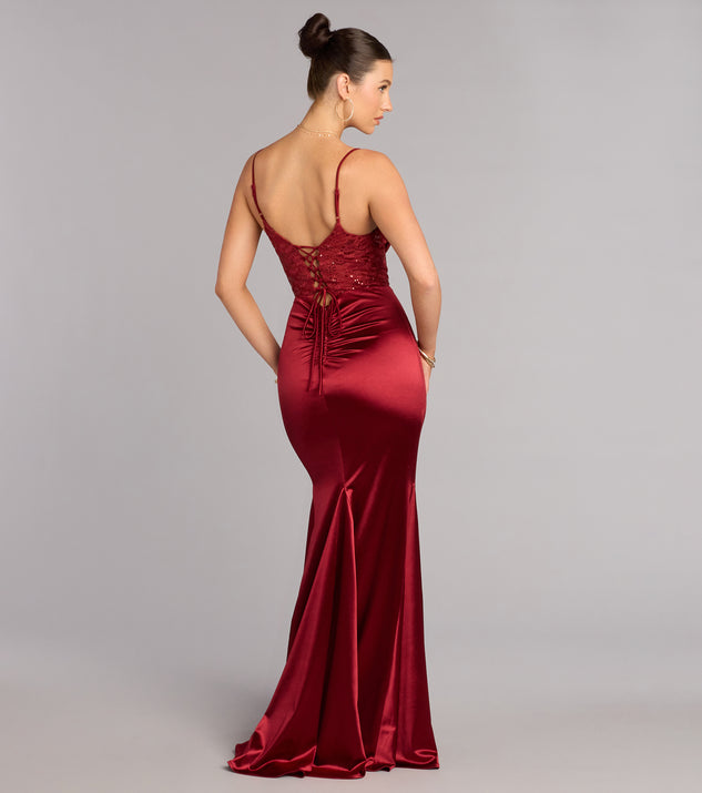 Windsor Gigi Satin Sequin Lace Formal Dress - Image 2