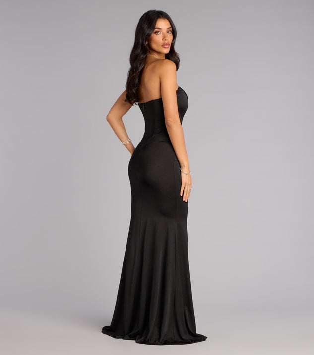 Windsor Gina Satin Corset Mermaid Formal Dress - Image 2