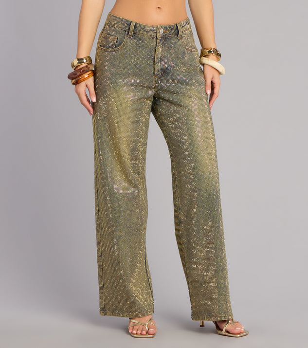 Windsor Glam Moment Rhinestone Denim Straight-Leg Jeans - Image 3