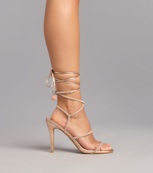 Windsor Glam Plans Rhinestone Lace-Up Stiletto Heels - Image 3