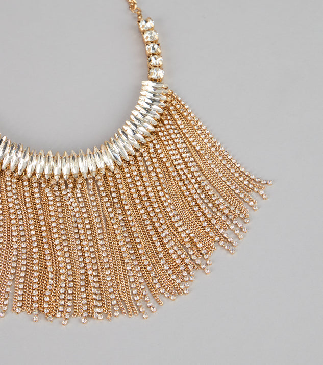 Windsor Glam Sweep Rhinestone Fringe Necklace - Image 3