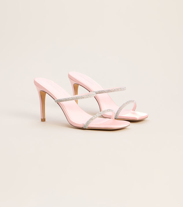 Windsor Glimmer Glimmer Rhinestone Satin Mules - Image 2