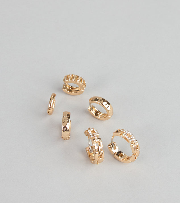 Windsor Glow Up Rhinestone Hoop Earrings Set - Image 3