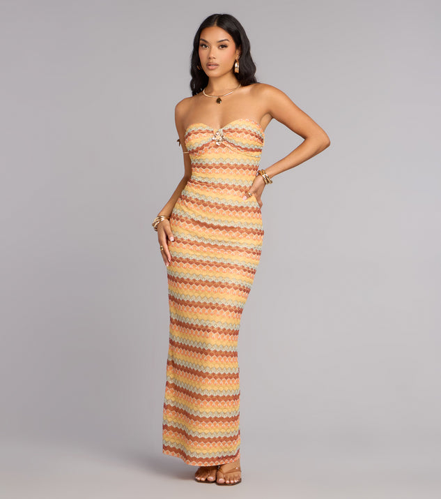 Windsor Golden Glow Strapless Maxi Dress - Image 2