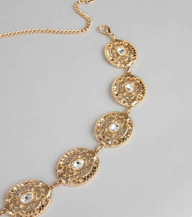 Windsor Golden Hour Glam Rhinestone Chain-Link Belt - Image 3