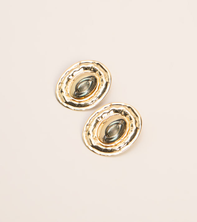 Windsor Golden Hour Hammered Oval Statement Earrings - Image 3