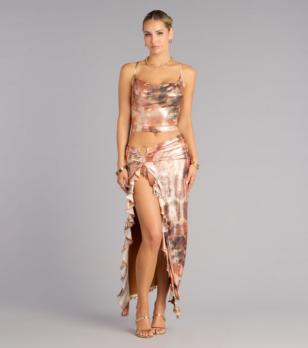 Windsor Golden Rush Metallic Cowl Neck Top - Image 3