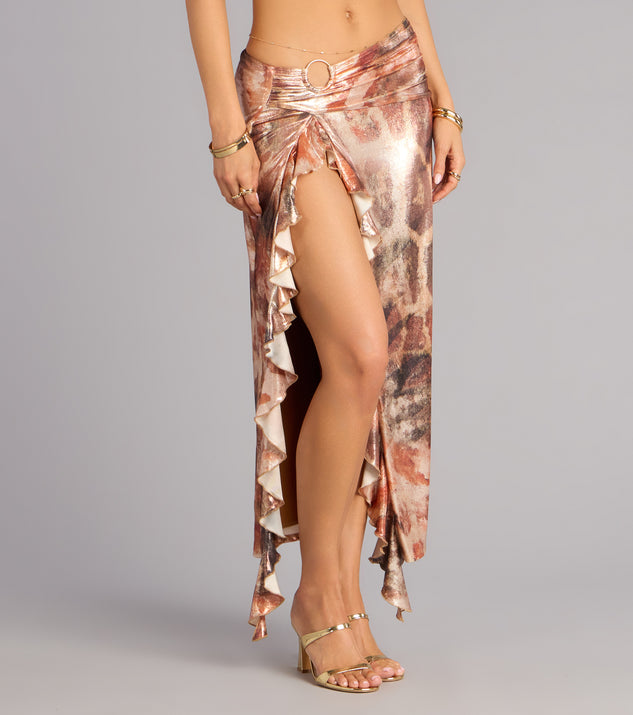 Windsor Golden Rush Metallic Ruffle Maxi Skirt - Image 3