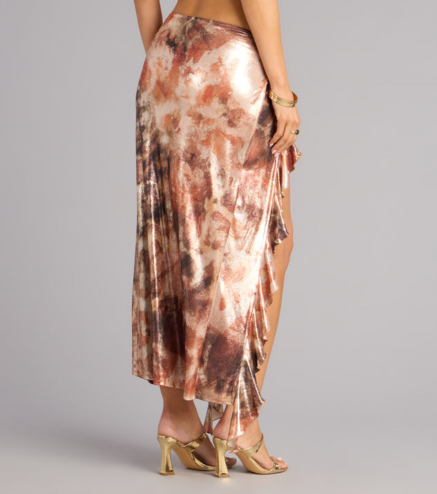 Windsor Golden Rush Metallic Ruffle Maxi Skirt - Image 2