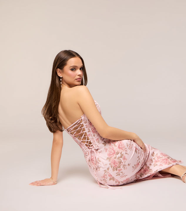 Windsor Harper Floral Corset Midi Formal Dress - Image 2