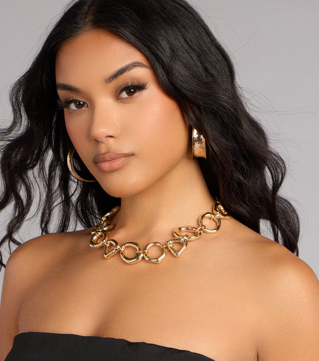 Windsor Heart On Lock Statement Necklace - Image 2