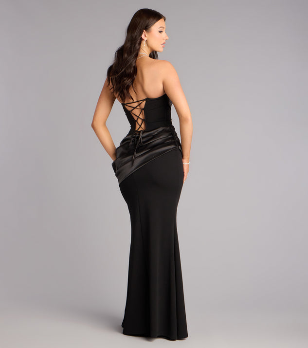 Windsor Heather Crepe Satin Lace-Up Formal Dress - Image 2