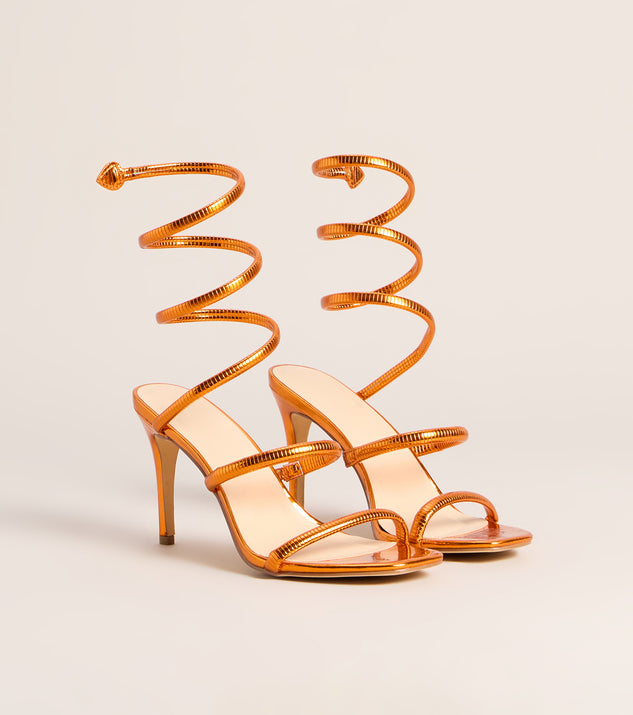 Windsor High Shine Metallic Spiral Stiletto Heels - Image 2