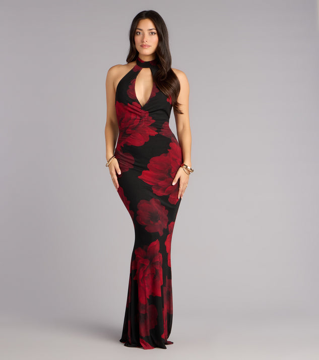 Windsor Hollie Floral Halter Mermaid Formal Dress - Image 2