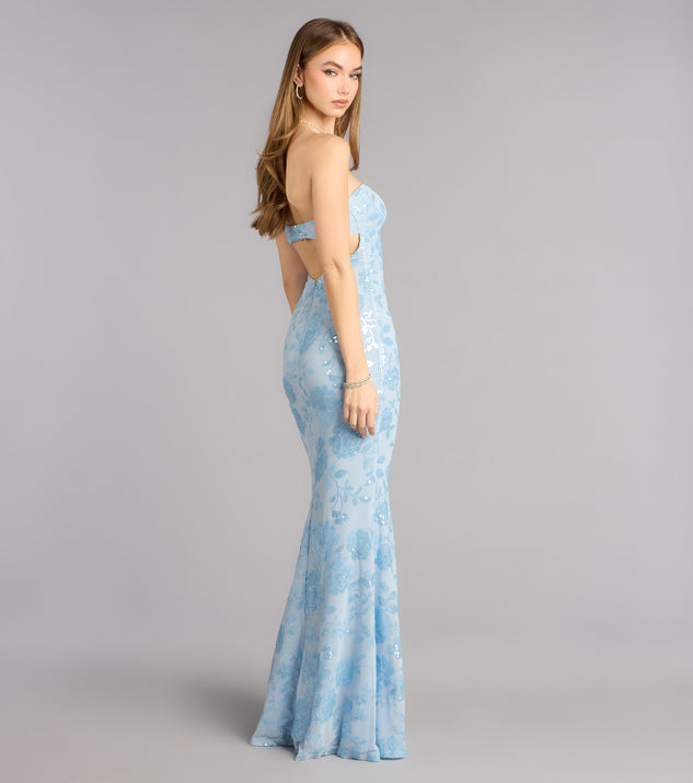 Windsor Isabel Sequin Floral Strapless Formal Dress - Image 2
