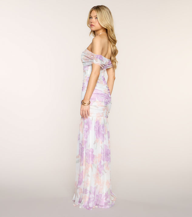 Windsor Isla Floral Mesh Off-The-Shoulder Mermaid Dress - Image 2
