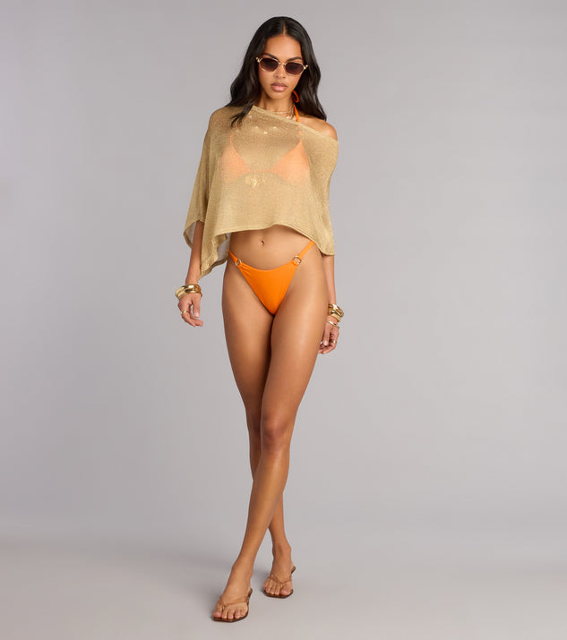 Windsor Island Luxe Metallic Knit Poncho - Image 3