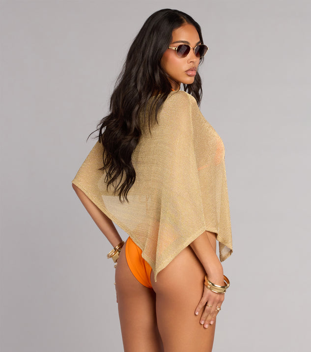 Windsor Island Luxe Metallic Knit Poncho - Image 2