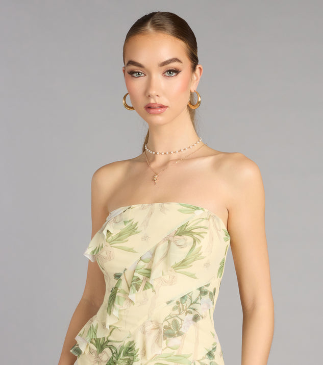 Windsor Jacie Floral Ruffle Column Formal Dress - Image 3