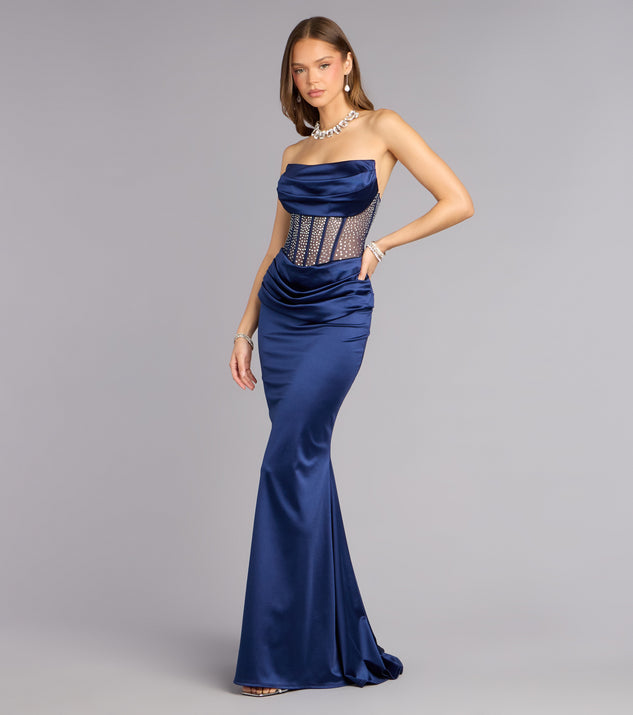 Windsor Jacklyn Satin Corset Mermaid Formal Dress - Image 3