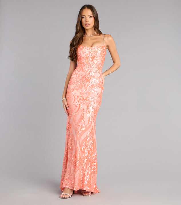 Windsor Janie Sequin Lace-Up Formal Dress - Image 3
