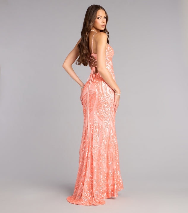 Windsor Janie Sequin Lace-Up Formal Dress - Image 2