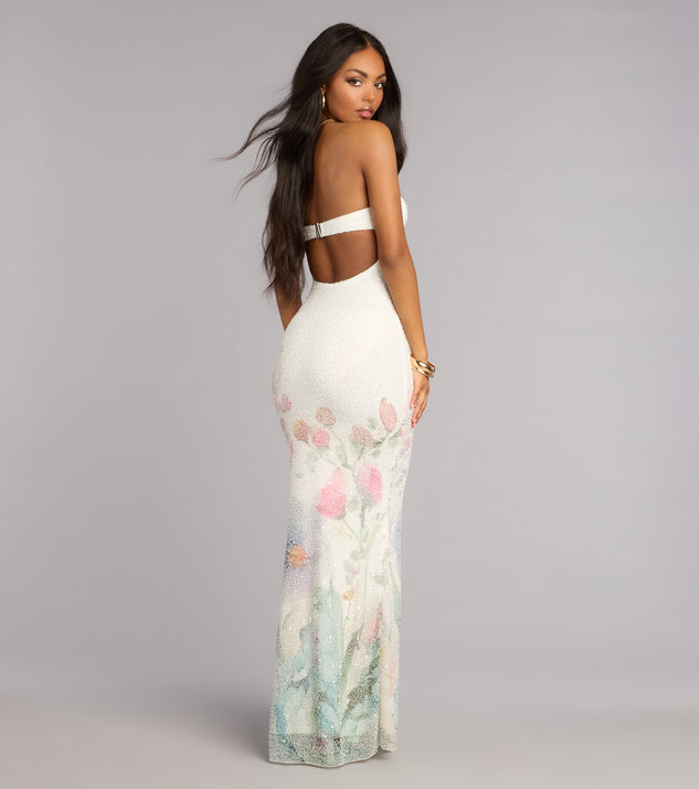 Windsor Jenna Floral Bead Mermaid Formal Dress - Image 2