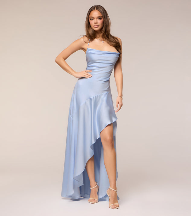 Windsor Jennie Satin A-Line Lace-Up Formal Dress - Image 3