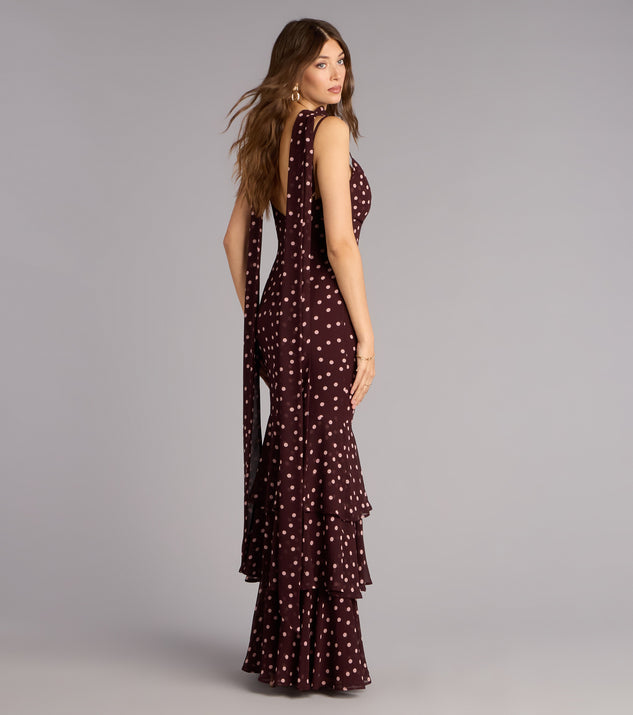 Windsor Jodie Polka Dot Chiffon Mermaid Formal Dress - Image 2