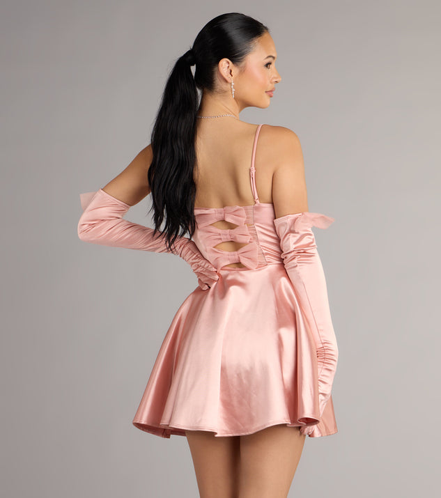 Windsor Juliette Satin Corset Short Dress With Gloves - Image 3