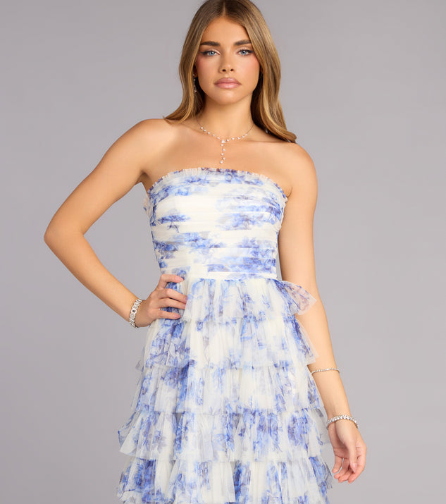 Windsor Juniper Floral Strapless Formal Dress - Image 3