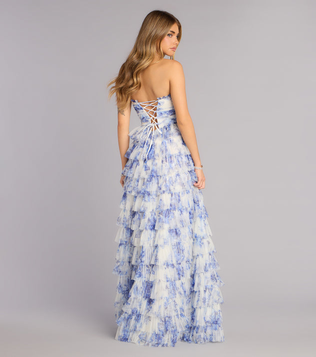 Windsor Juniper Floral Strapless Formal Dress - Image 2