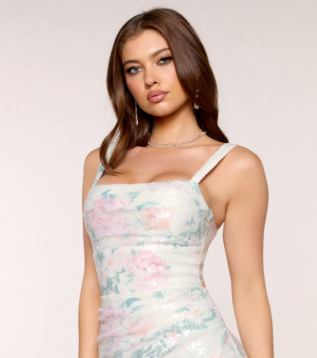 Windsor Katlyn Floral Sequin Lace-Up Dress - Image 3