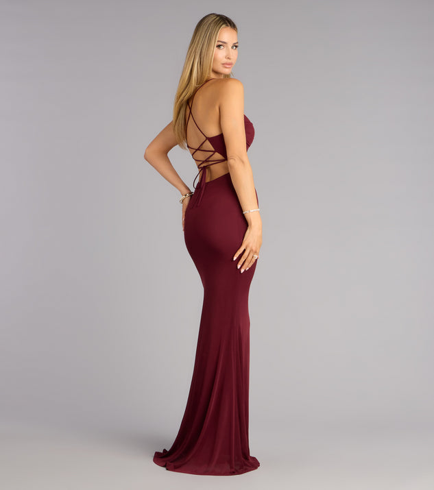 Windsor Khloe Mesh Lace-Up Mermaid Formal Dress - Image 2