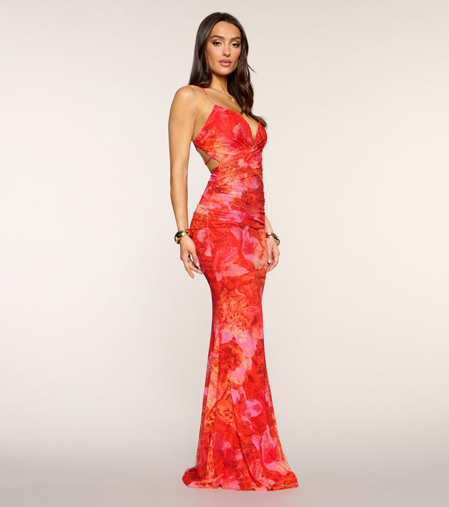 Windsor Kristen Printed Rhinestone Formal Dress - Image 3