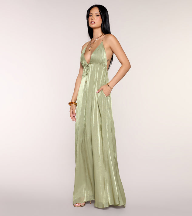 Windsor Kristie Pleated Satin A-Line Formal Dress - Image 3