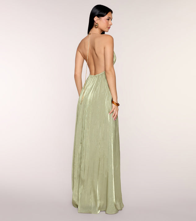 Windsor Kristie Pleated Satin A-Line Formal Dress - Image 2