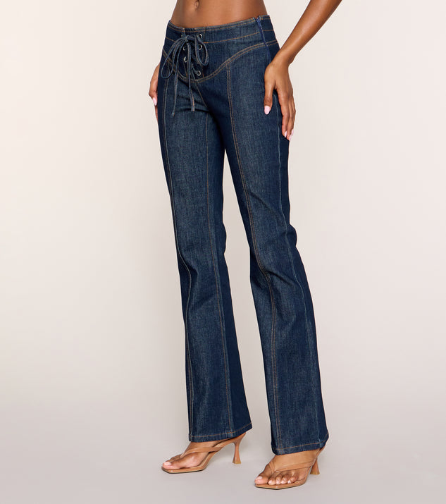 Windsor Laced In Lace Up Flare Denim Jeans - Image 2