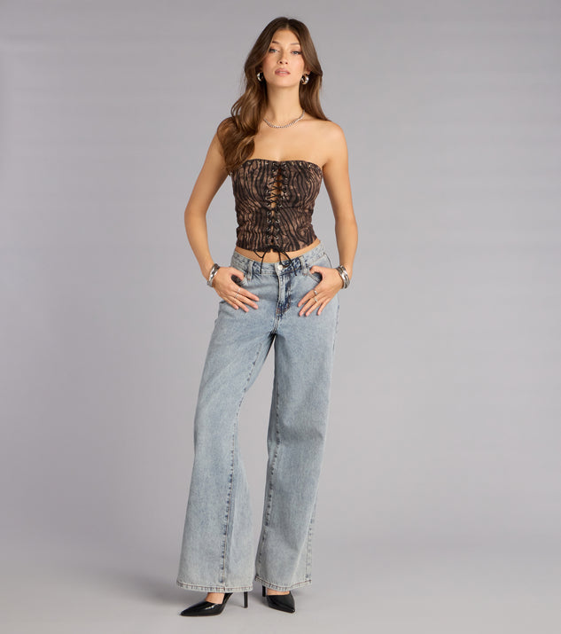 Windsor Late Night Edge Zebra Lace-Up Corset Top - Image 3